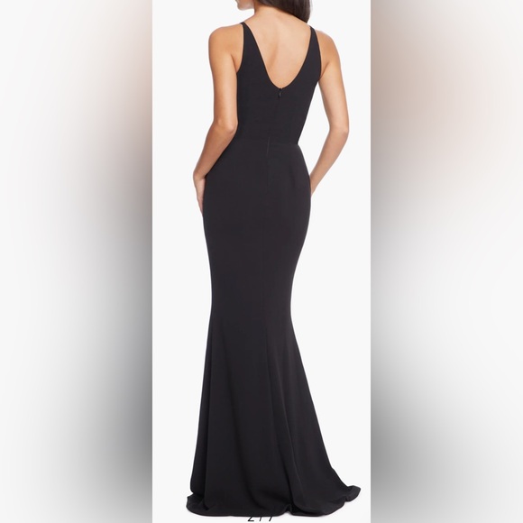 NWT Dress The Population Elegant Ruched Side Slit Maxi Cocktail Gown Black SML - Picture 5 of 9